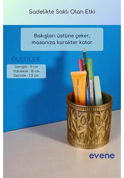Kalemlik Masa Kalemliği Organizer Kalemlik Altın Eskitme Renk Model 76 Çok Renkli