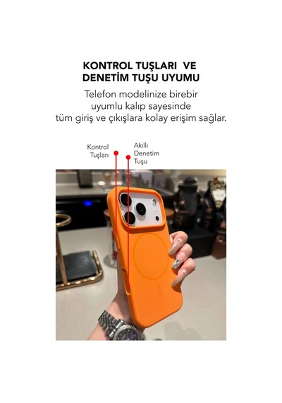 Apple İphone 17 Pro Max Uyumlu Magsafe Lansman Silikon Kılıf Turuncu
