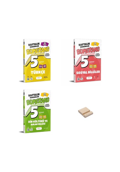 5. Sınıf Bumerang Türkçe Sosyal Ve Din Haftalık Denemeleri 3lü Set + Telefon Standı