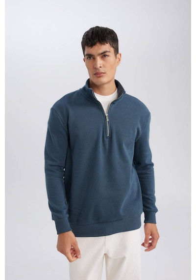 DeFacto Comfort Regular Fit Rahat Kalıp Fermuarlı Dik Yaka Basic Düz Sweatshirt X7405AZ24AUBE700 DeFacto Comfort Regular Fit Rahat Kalıp Fermuarlı Dik Yaka Basic Düz Sweatshirt X7405AZ24AUBE700