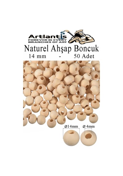 Naturel Ahşap Boncuk 14mm 50 Li 1 Paket Ham Boyanabilir Ahşap Yuvarlak Doğal Boncuklar Takı Tasarım Ektinlik Kreş Okul