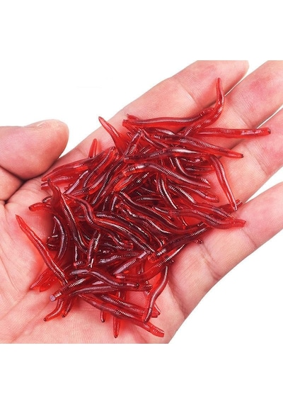 100 Adet Kokulu 3,5cm Yapay Silikon Solucan Balık Yemi - Gerçekçi Görünüm - Parfümlü