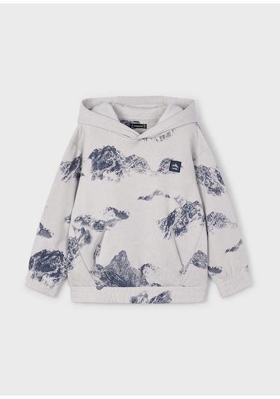 Mayoral Erkek Çocuk Baskılı Kapşonlu Sweatshirt Gri