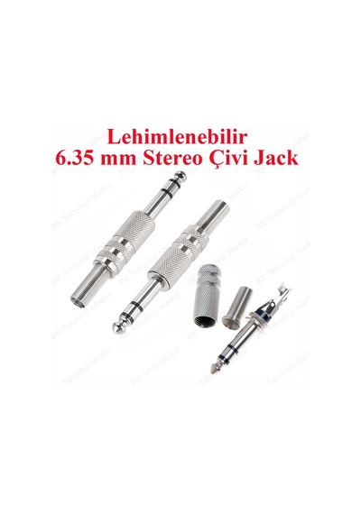 Lehimlenebilir Metal 6.35 Mm Erkek Çivi Jack