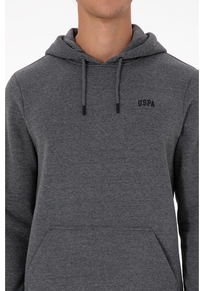 U.S. Polo Assn. Erkek Regular Fit Kapüşonlu Şardonlu Antrasit Melanj Basic Sweatshirt 50315582-VR081
