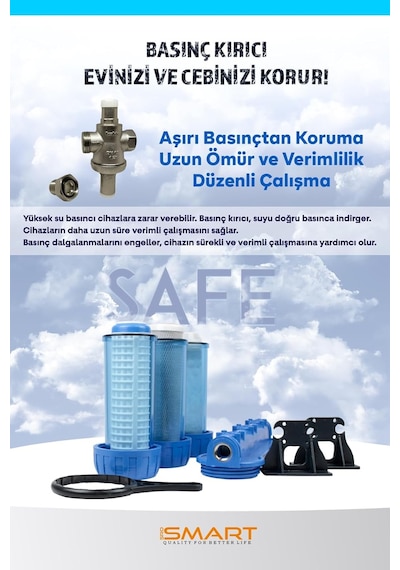 10 Inc Silifoz Filtreli Kireç Ve Klor Önleyici 3lü Daire Ve Bina Girişi Su Arıtma Cihazı