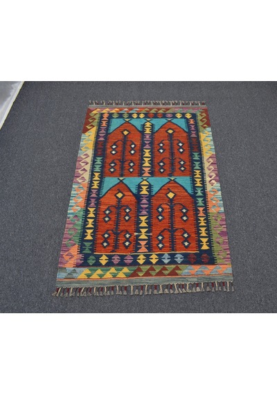 Zehra Abla Halı Yeni El Dokuma Kemaliye Horasan Türkmenleri Çatal Kapılı Yün Kilim 6994 Çok Renkli