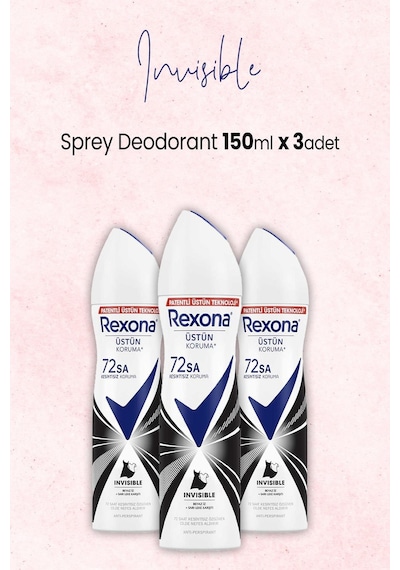 Rexona 72 Saat Invisible Kadın Sprey Deodorant 3 x 150 ML