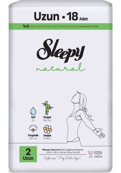 Sleepy Natural Kadın Pedi No: 2 Uzun 18 Li