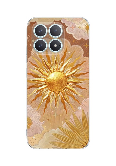 Poco F8 Pro Uyumlu Altın Güneş Ve Yıldız Desenli Baskılı Silikon Kılıf Renkli