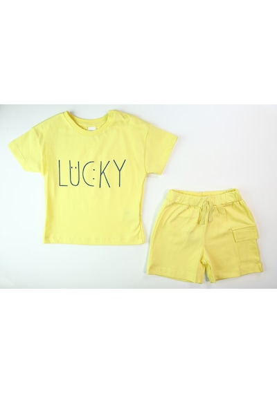 Harika Kids Erkek Çocuk Lucky Baskılı Kısa Kollu Şortlu Alt Üst Takım 001