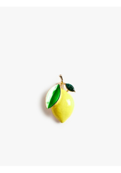 Koton Arkası İğneli Limon Figürlü Broş Sarı 6sak70959aa