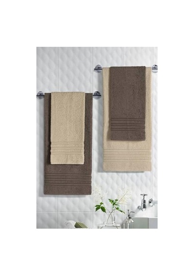 Pamuklu Banyo Havlu Seti, 4'lü, 50x90, 70x140 Cm, Kahve Renk 6 Renk