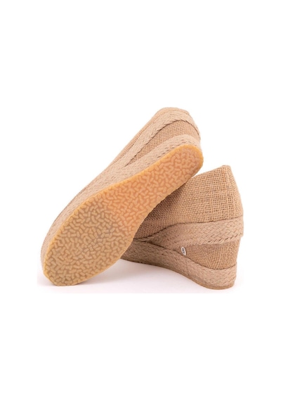 Star Tombis Gerçek Elişi Hasır Platformlu Keten Dolgu Topuk Handmade Hasır