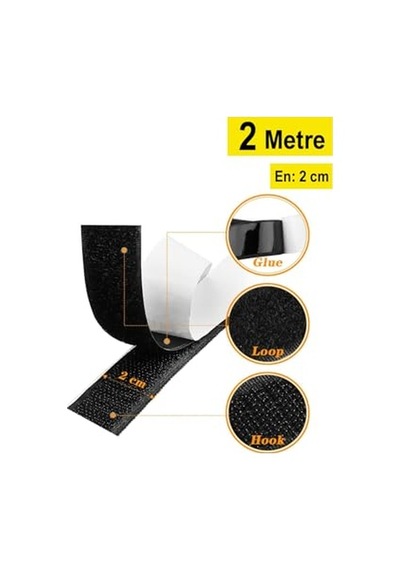Dünya Magnet Yapışkanlı Siyah Cırt Cırtlı Bant 2 Mt Amerikan Fermuarı 2 Cm Genişlik Cırt Band Cırt Cırt Bant
