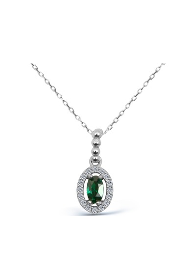 Kuyumcudukkani"oval Safir Renktaşlı"küpe Ve Kolye Seti- 24127-w-grn Beyaz