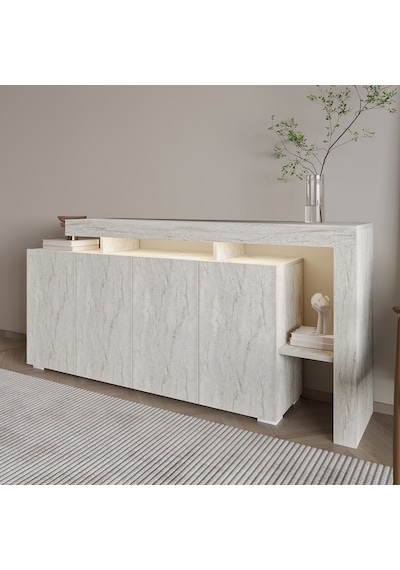 İnarch Dizayn Beliz Led Işıklı Modern Konsol 170 Cm, 4 Kapaklı Ve İç Raflı Depolama, Tasarım Traverten İnarch Dizayn Beliz Led Işıklı Modern Konsol 170 Cm, 4 Kapaklı Ve İç Raflı Depolama, Tasarım Traverten