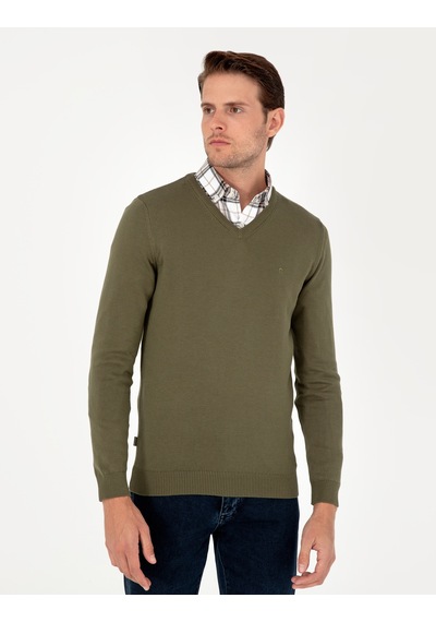 Pierre Cardin Erkek Koyu Haki Kazak /triko 50296583-vr111 Koyu Haki