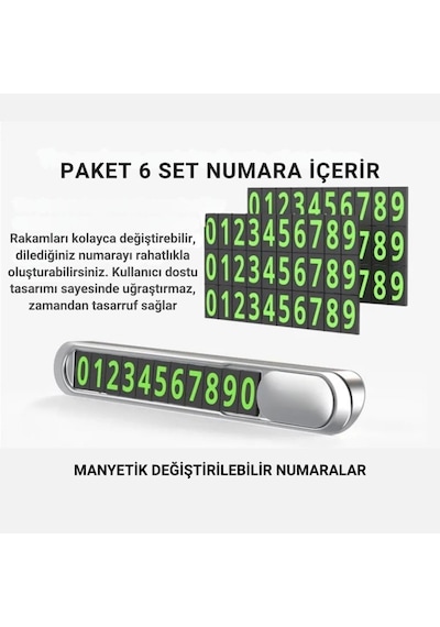 Coofbe Hc Seri Gizlenebilir Çift Numaralı Araç Park Telefon Numaratörü Araç Numara Kiti Geçici Park Telefon Numar