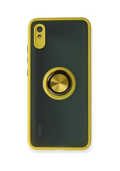 Redmi 9a Kılıf Montreal Yüzüklü Silikon Kapak - Sarı Bz8683140195953