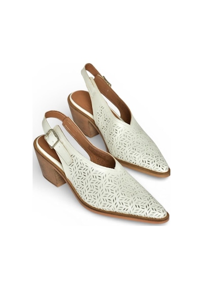 Fox Shoes Y654300403 Beyaz Hakiki Deri Süet Klın Topuklu Kadın Ayakkabı Beyaz