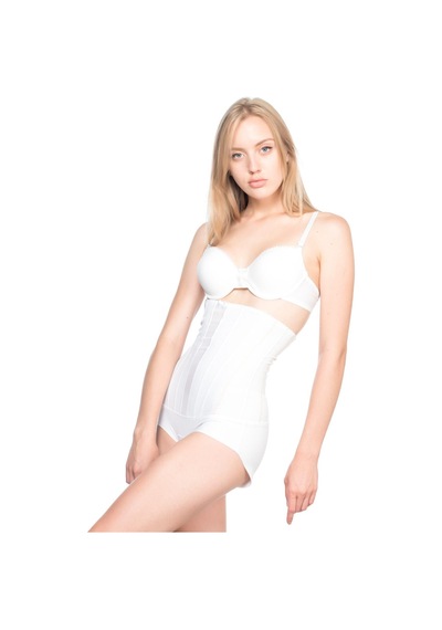 Beyaz Mı Emay 2886 Yüksek Bel Tül Slip Lazer Korse Beyaz