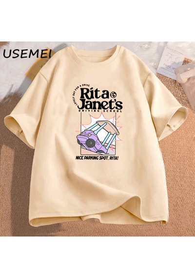 Flood Of Style Rita Ve Janet'in Sürüş Okul T Shirt Kadın Erkek Komik Grpahic T Shirt Geri Okul Tee Ka Haki