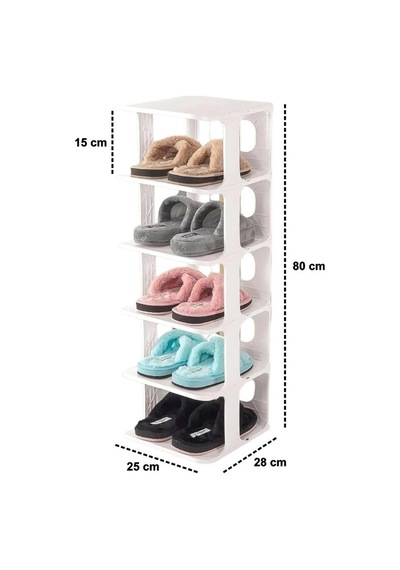 Mithra Life 5 Katlı Plastik Beyaz Ayakkabı Rafı Mıt1062 Beyaz