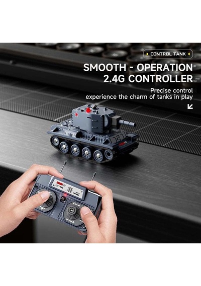 1/64 Şarjlı Mini Tank 9 Kanallı Uzaktan Kumandalı Yeşil