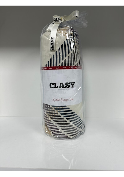 Clasy Ranforce Lastikli Çarşaf Seti Çift Kişilik Çizgili Renkli Çok Renkli