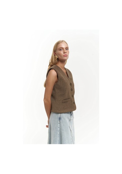 Mai Collection Mai Studios Co. Pace Soft Kahve Kısa Yelek Kahve