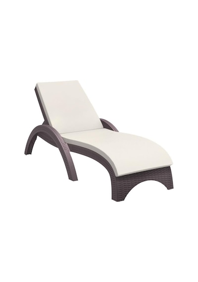 Omnipazar Trk-860 Siesta Fiji Bej Minderli Rattan Desenli Ayarlanabilir Lüks Şezlong Kahverengi Kahverengi