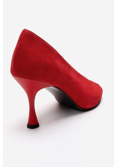 Luvishoes Varelıa Kırmızı Süet Şeffaf Bantlı Kadın Topuklu Ayakkabı