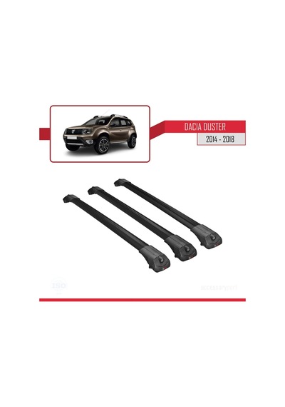 Dacia Duster 2014-2018 Arası İle Uyumlu Ace-1 Ara Atkı Tavan Barı Siyah 3 Adet Bar