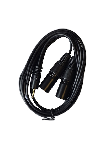 2 Xlr Erkek To 3.5mm Aux Mikser Amfi Mikrofon Ses Kablosu 1.5m Siyah