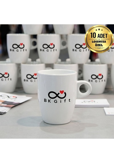Logonuza Özel 10 Adet Latte Beyaz Kupa Uzun Form Şık Kupa Bardak