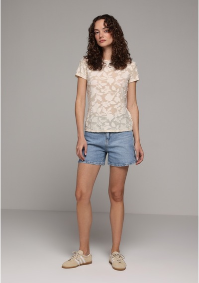 Colin's Colins Slim Fit Kadın Ekru Kısa Kol Tişört Cl1079922 Q1.v1 Ecr