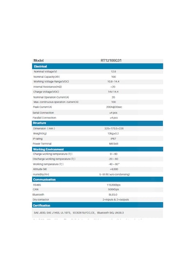 Pylontech Rt12100 Lifepo4 Akü 12,8v 100ah 1,28kwh