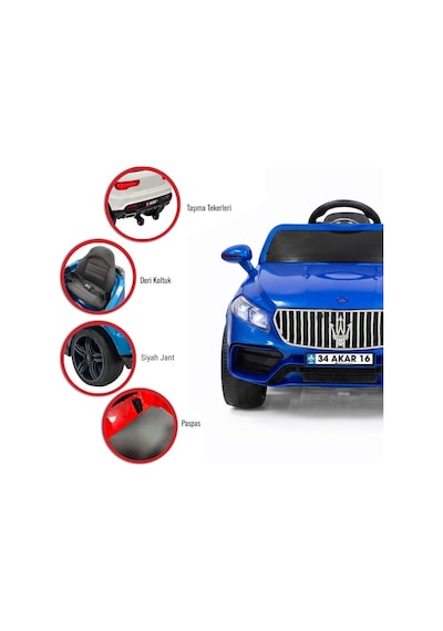 Massimo Gt 4x2 12v Uzaktan Kumandalı Led Farlı 2x Arka Süspansiyonlu Kemerli Çocuk Akülü Araba Mavi