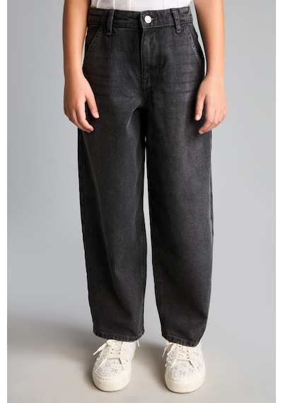 Defacto %100 Pamuk Baggy Fıt Jean Pantolon Kız Çocuk H6245a826aunm55 Gri-nm55