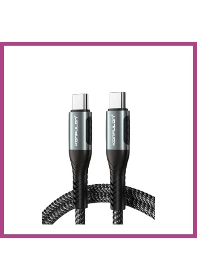 Gees Global Konfulon Dc43 Type-c To Type-c 1m Örgü 60w Hızlı Şarj Kablo - Siyah Gbzs