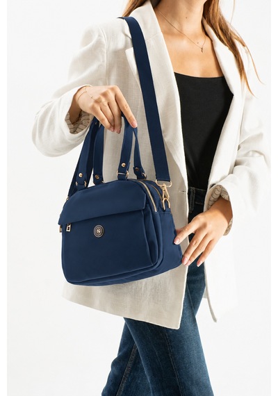 Sanmorris Kadın Suni Deri Ayarlanabilir Çapraz Askılı Smart Casual Omuz Ve El Çantası Lacivert