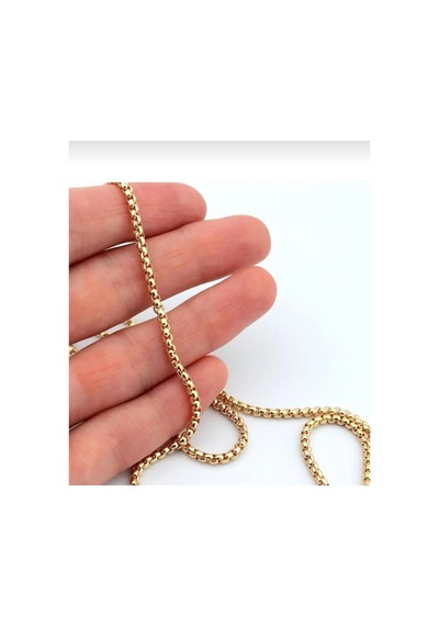 Lunarie 14k Gold Çelik Kutu Zincir Kolye Kalın Halka Kararmaz Altın