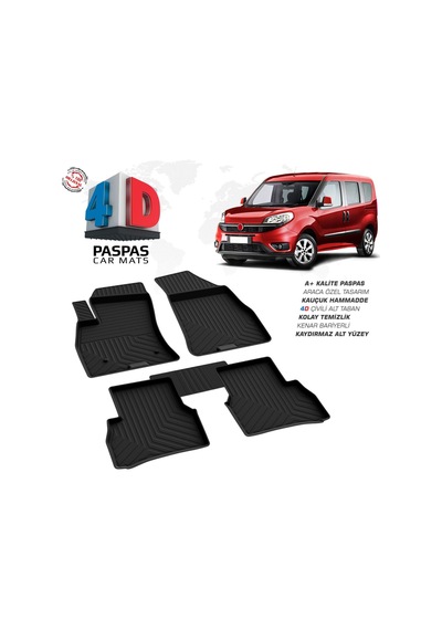Fiat Doblo 4d Araca Özel Havuzlu Kauçuk Paspas 2010 Ve Üzeri