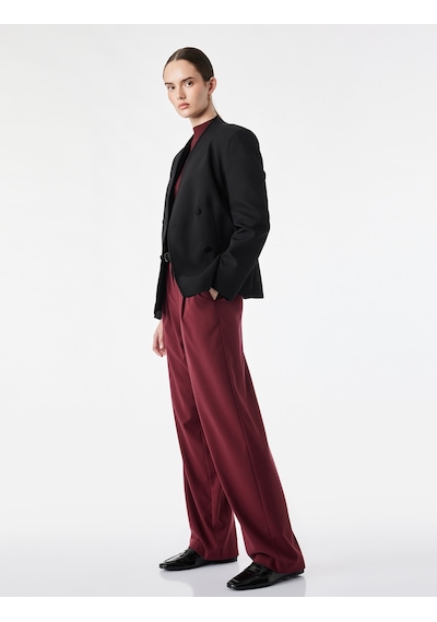 Koton Kemerli Yan Cepli Bol Kesim Geniş Paça Kumaş Pantolon Bordo 7wak40021pw