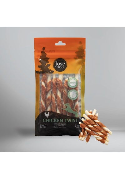 Jose Dog Chicken Twist Et Sargı Burgu Çubuk 7'li 12 CM