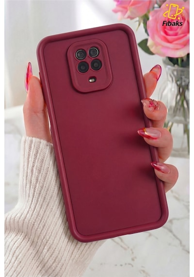 Fibaks Redmi Note 9 Pro/9s Uyumlu Kılıf Kamera Korumalı Yumuşak Dokulu Darbe Emici Bordo Silikon Kapak