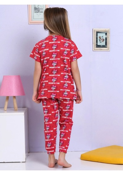 Elmas Kids Kız Çocuk Yazlık Şortlu Takım Tavşan Elm-1073 Kırmızı