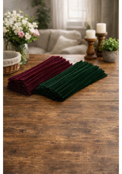 100 Adet Şönil Set 50-50 Farklı Renk Seçenekleri Bordo - Yeşil - 841209833 Bordo - Yeşil