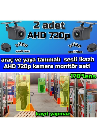 7'' Kayıtsız Ekran 2 Ad Araç Ve Yaya Tanıma Sesli İkazlı Kamera